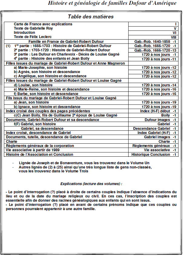 Table des matières Volume 2